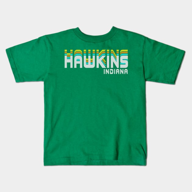 Hawkins, Indiana Kids T-Shirt by chriswig